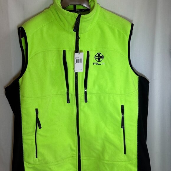 NWT Ralph Lauren RLX Men's Fleece Full Zip Vest - Lemon Green - XXL Ret $165 - Picture 1 of 6
